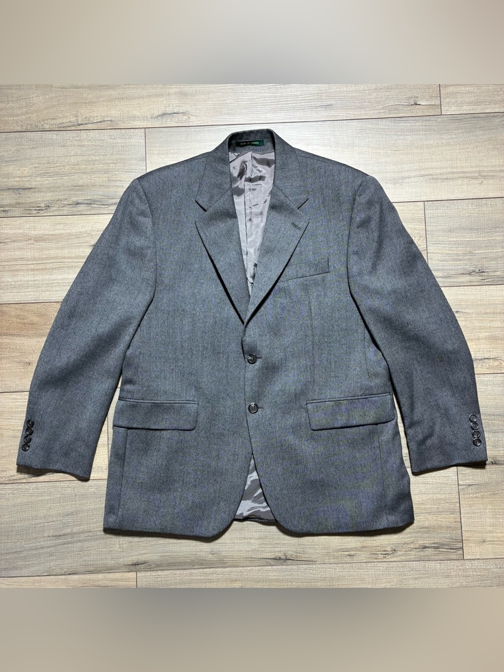 Lauren Ralph Lauren Mens 100% Wool 2-Button Herringbone Blazer Jacket 40S Gray